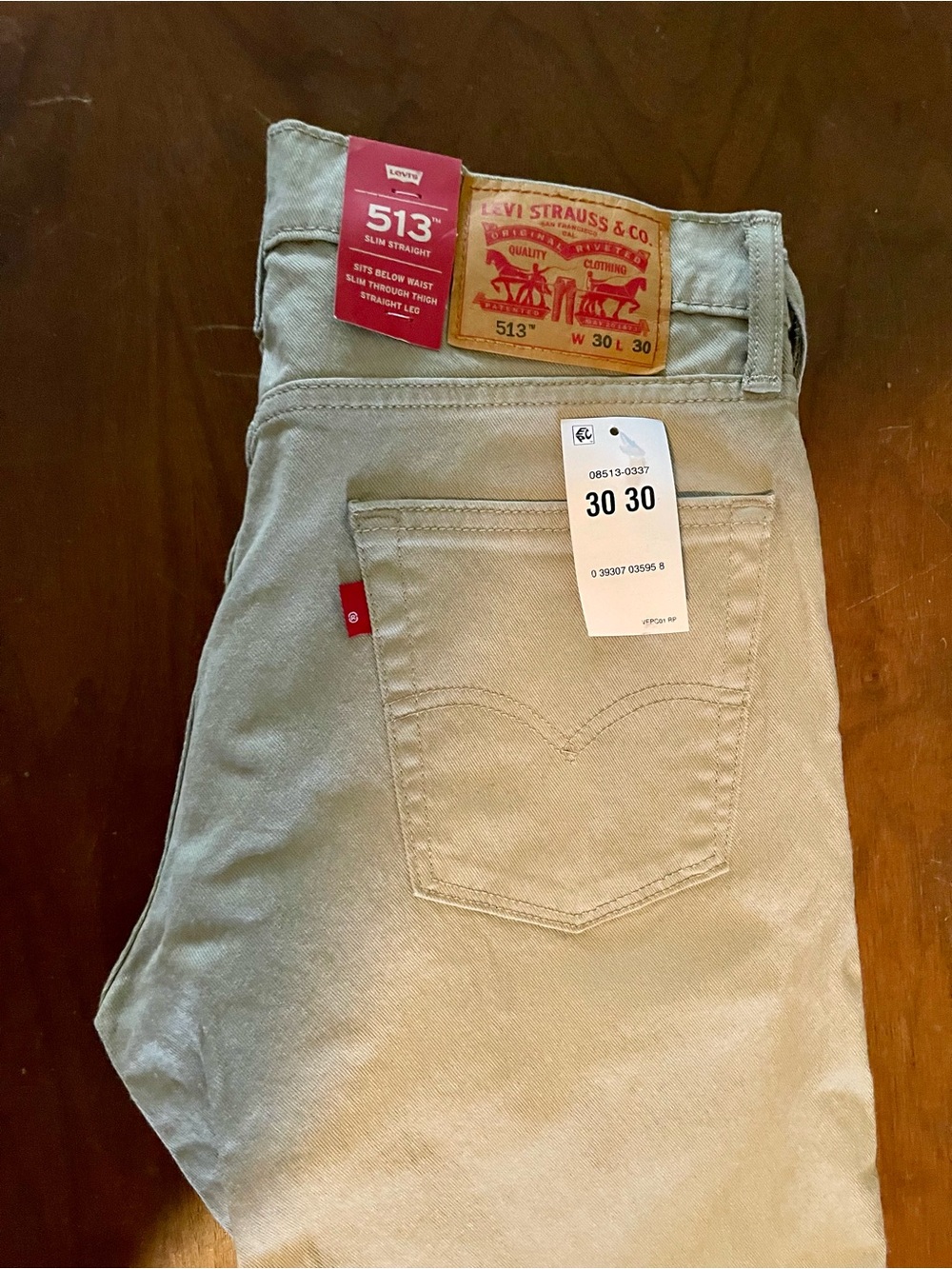 Levi's 513 Slim Straight Men’s Jeans in Light Khaki NWT